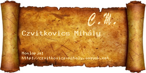 Czvitkovics Mihály névjegykártya